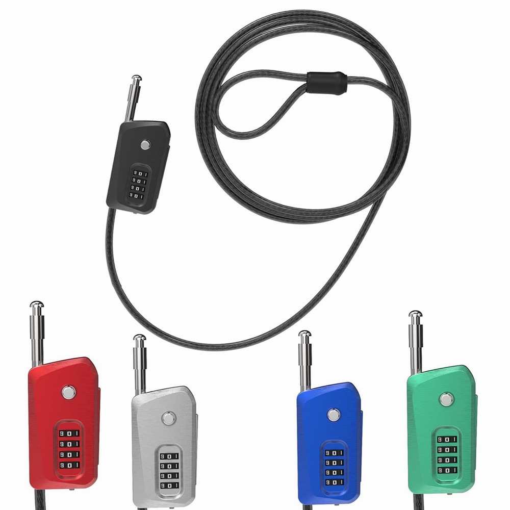 Cable Lock Flexible - バイク、自転車、スクーター、トレイルカメラ用のパイソンケーブルロック、4桁ダイヤル式南京錠、頑丈な盗難防止ロック