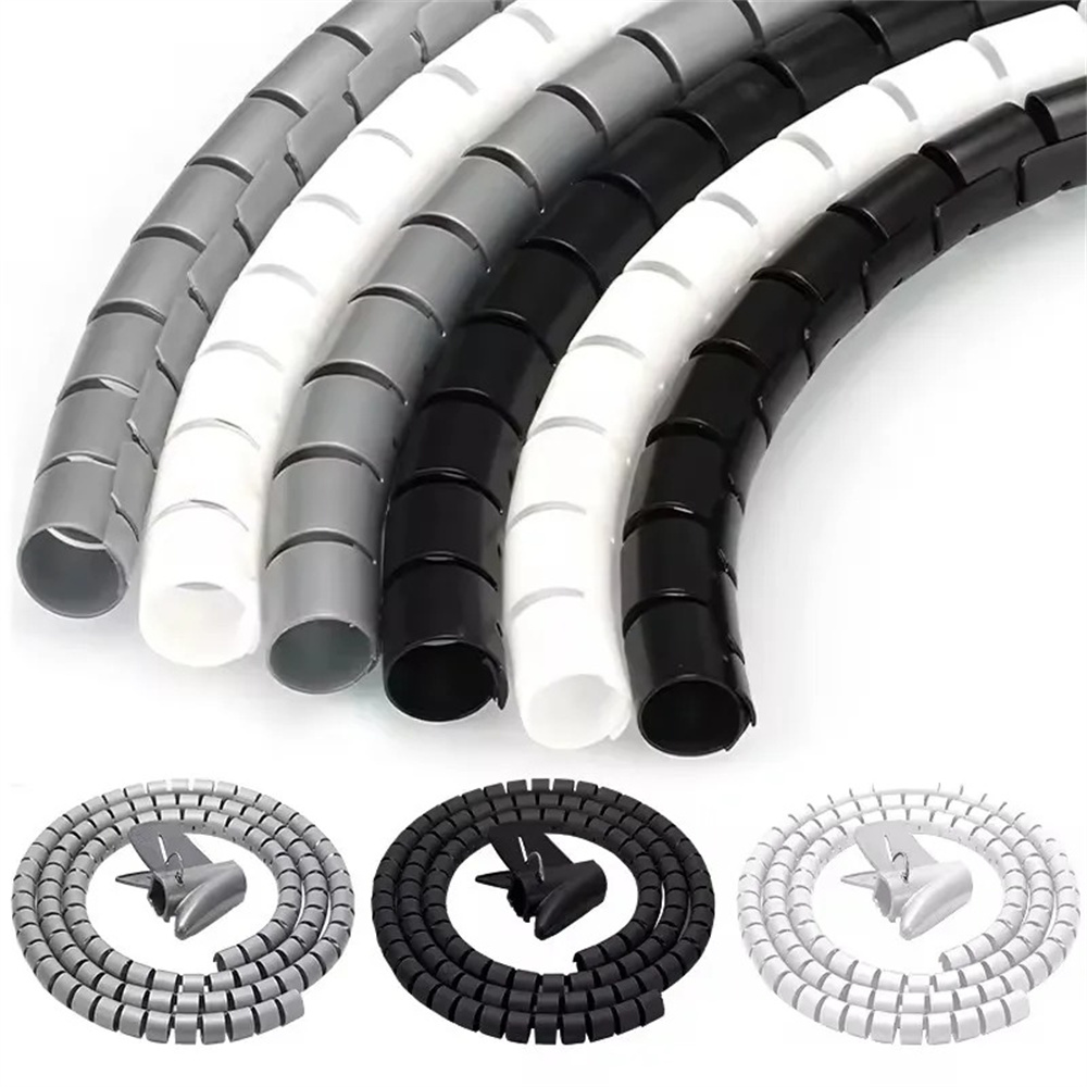 Cable Lock Flexible - 2Mフレキシブルスパイラルケーブルオーガナイザークリップ、収納パイプ、コードプロテクター、ケーブルマネージメント、ケーブルワインダー、デスク整理用ケーブルアクセサリーツール