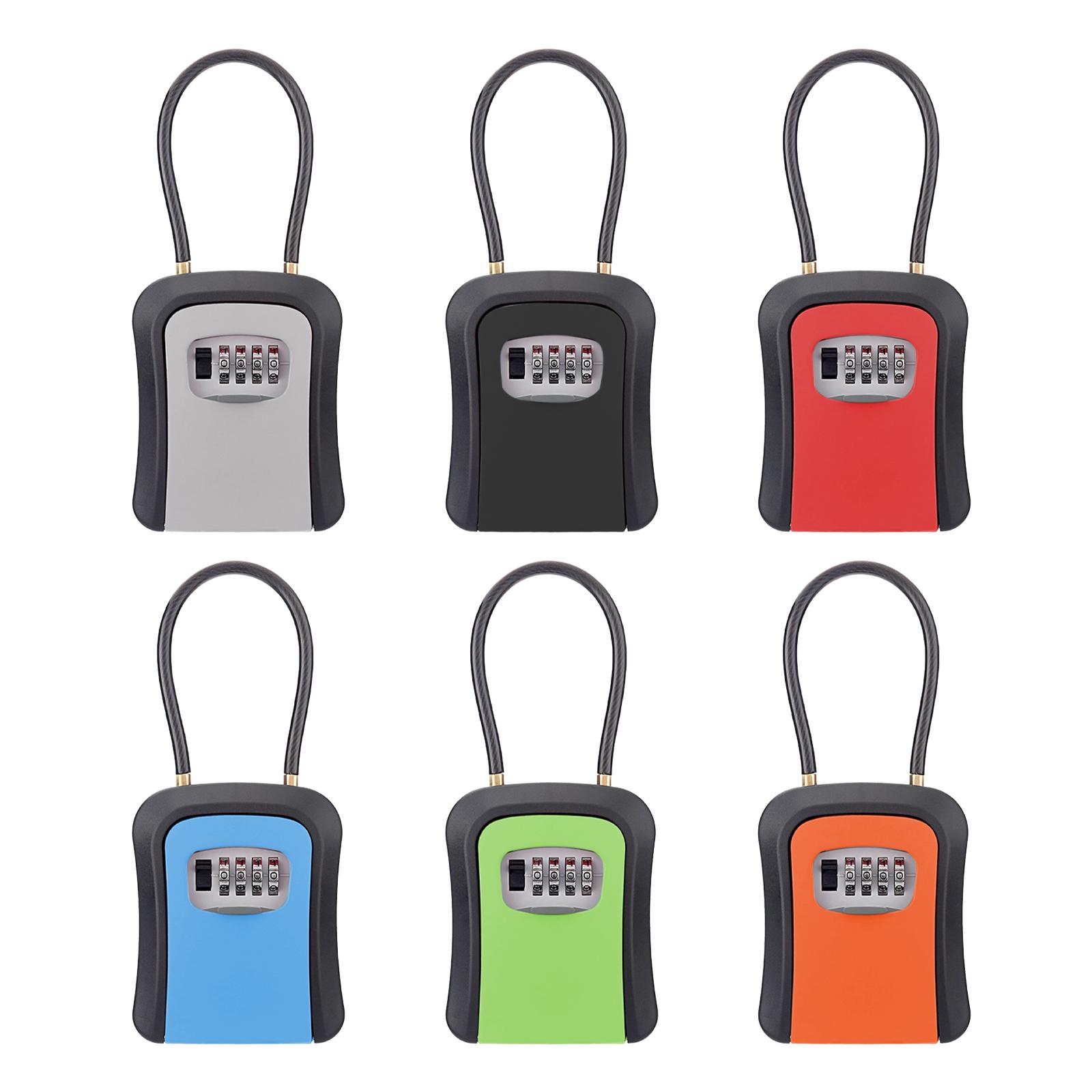 Chain Lock Combination - 4桁の組み合わせのキーロックボックス,取り外し可能なチェーン,ポータブル,防水,ハウスキー,頑丈