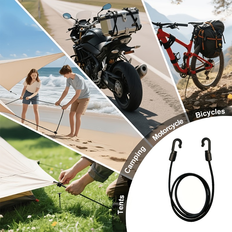 2/5本入りの頑丈な弾性ロープ、フック付き、家庭、旅行、キャ - Commuting By Bike のレビューと価格