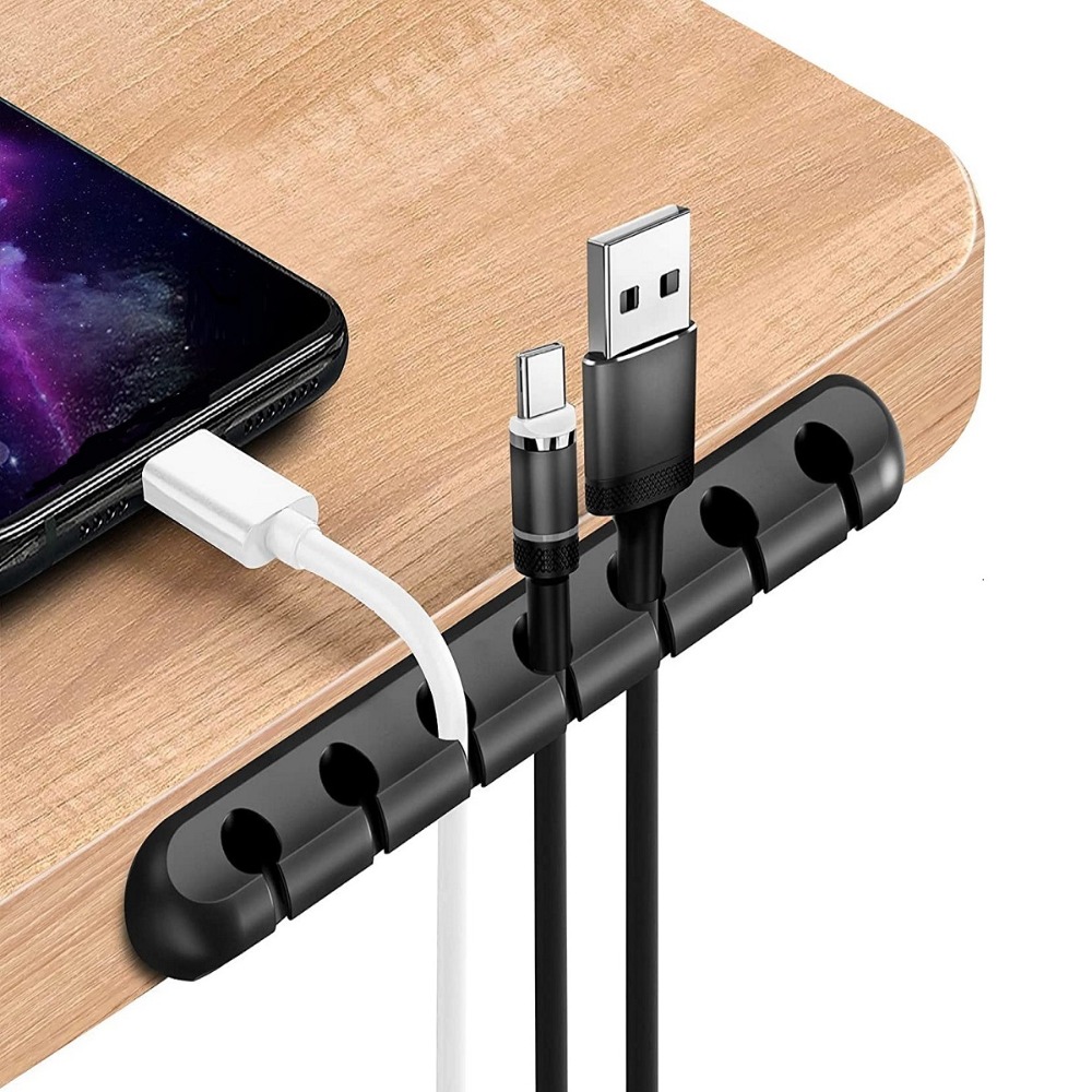 新しい黒色ケーブルオーガナイザー、柔軟なシリコン製ワイヤーホ - Cable Lock Flexible のレビューと価格