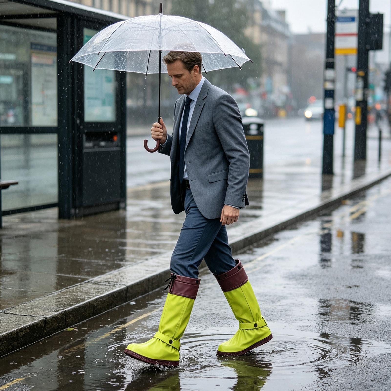 レインブーツカバー、ジッパー付き、再利用可能、滑り止め加工、 - Cycling Commute In Rain のレビューと価格